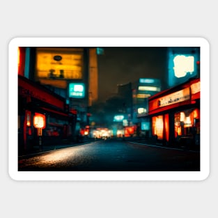 Tokyo City Street View With Neon signs / Tokyo, Japan Sticker